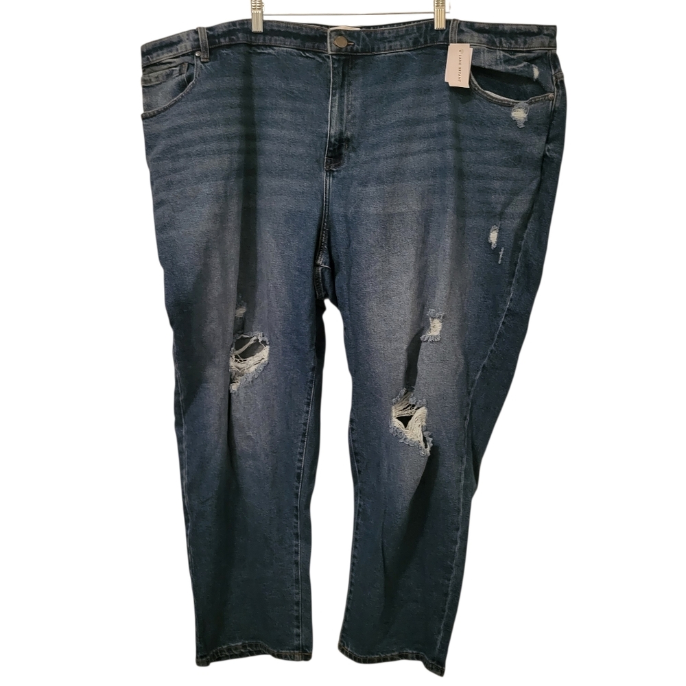 Lane Bryant Plus Signature FIt Boyfriend Distressed Jeans Blue sz 30/32